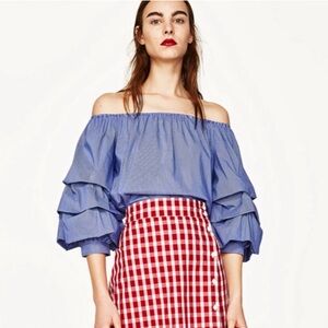 ZARA off-shoulder puffy sleeves blouse size small